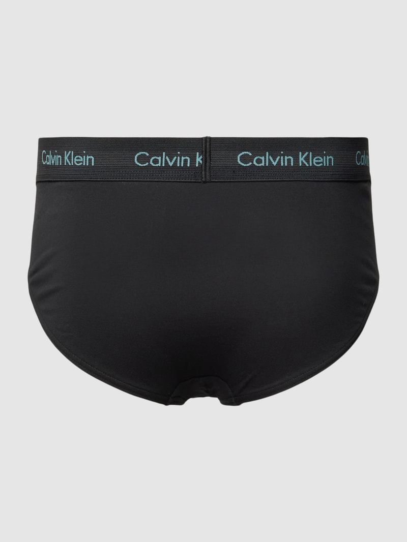 Slip mit elastischem Logo-Bund im 3er-Pack Modell 'HIP BRIEF 3PK' in schwarz