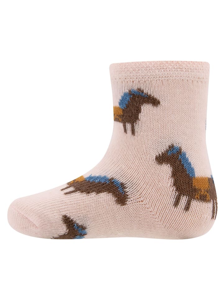 ewers 2er-Set Socken 2er Pack GOTS Pferde/Uni in rosenwasser-beige mel. günstig kaufen