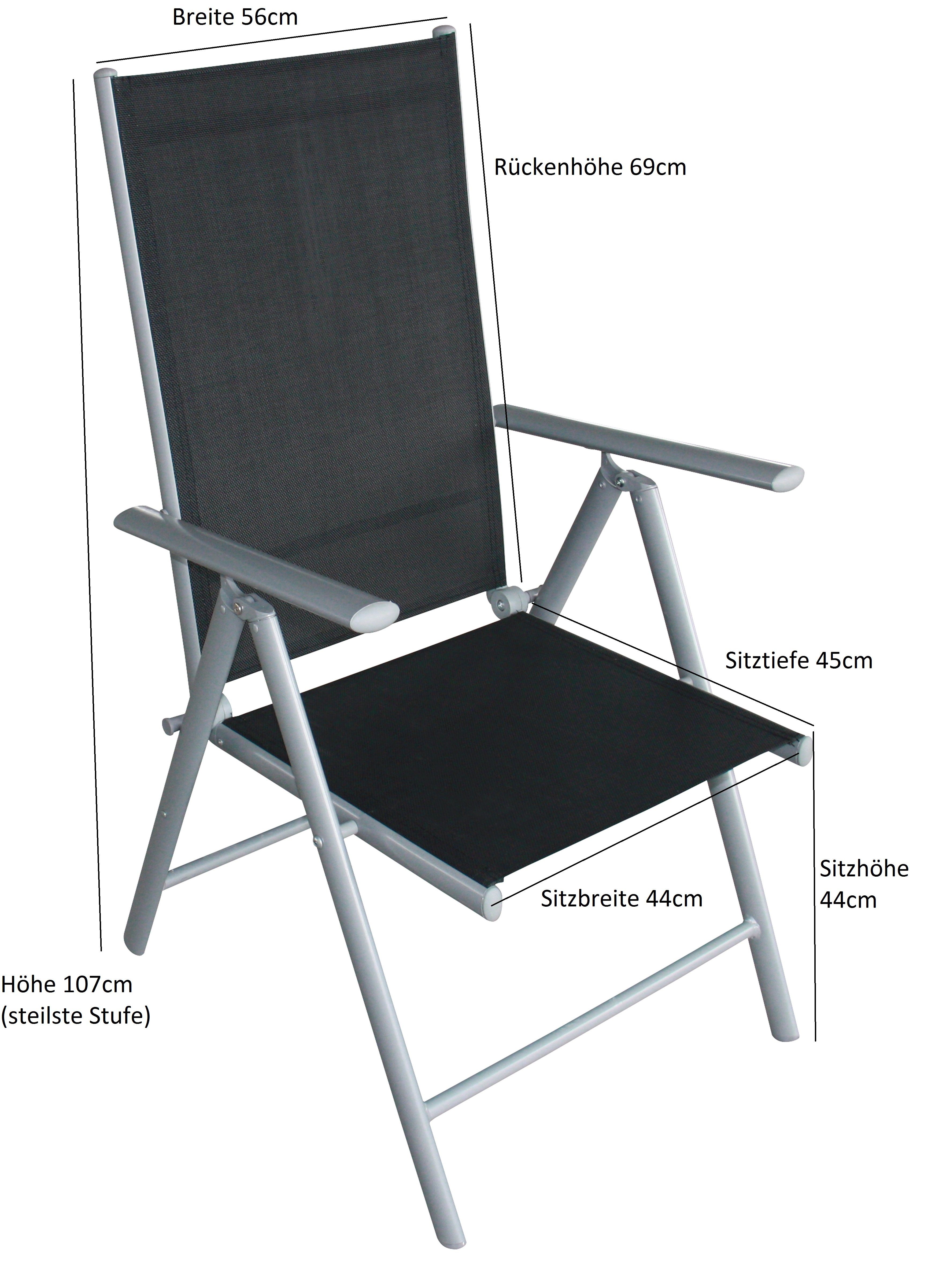 DEGAMO Garten-Essgruppe SORANO, (5-tlg), Tisch 70x125cm, Aluminium + Kunstholz + Kunstgewebe schwarz