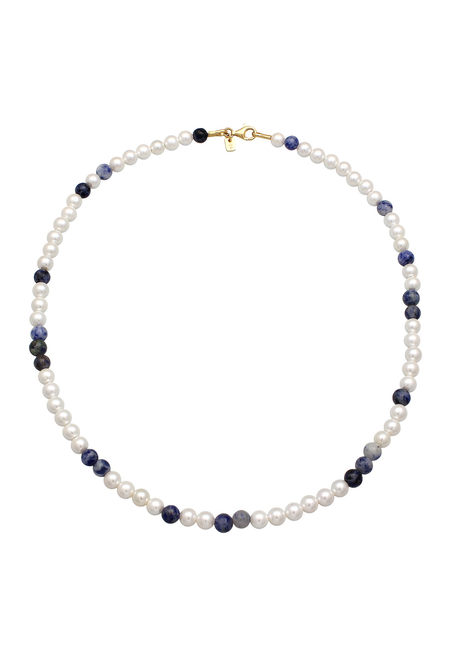 KUZZOI Men's Shell and Blue Agate Beads in 925 Sterling Silver Gold Plated
