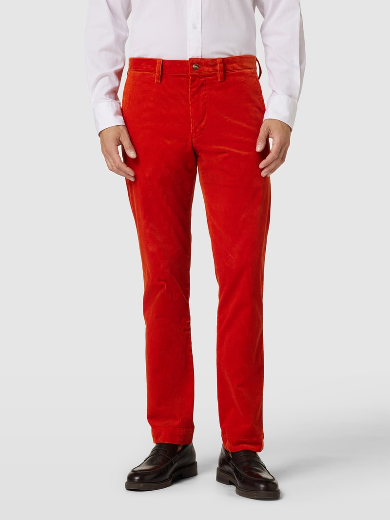 Slim Stretch Fit Cordhose mit Knopfverschluss Modell 'BEDFORD' in orange