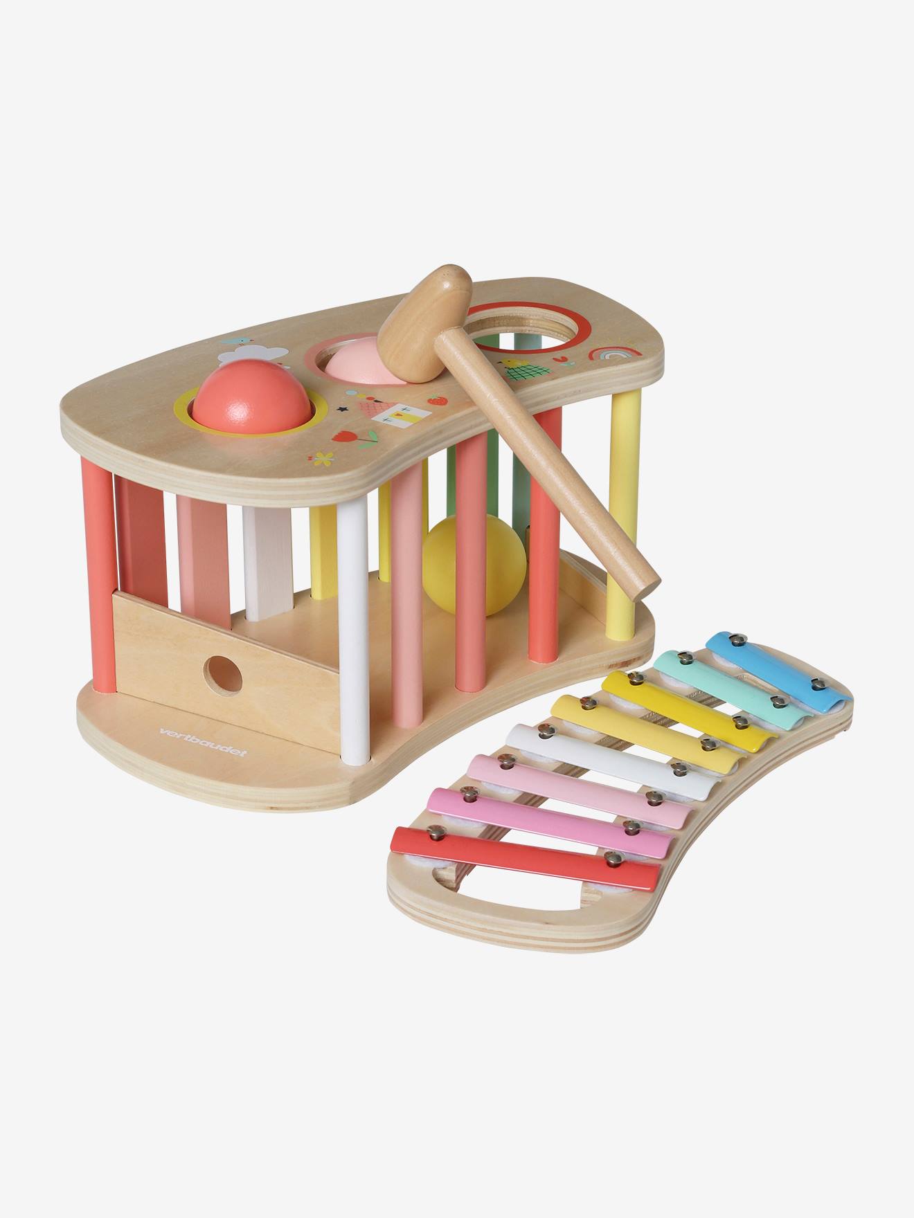 Tap tap xylophone 2 en 1 en bois FSC® rose