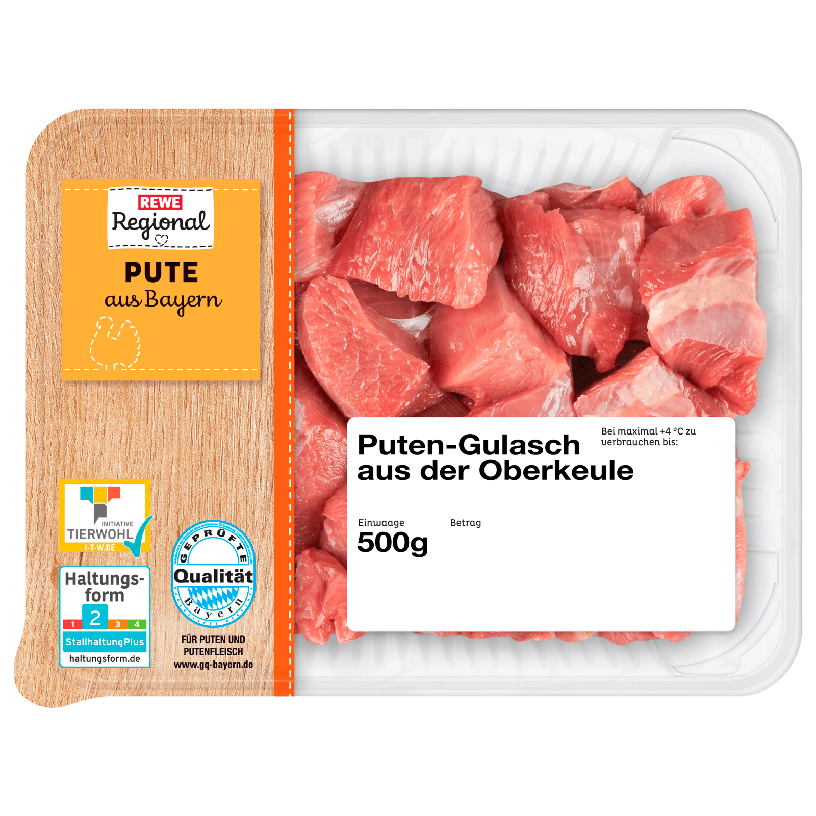 REWE Regional Puten-Gulasch aus der Oberkeule 500g