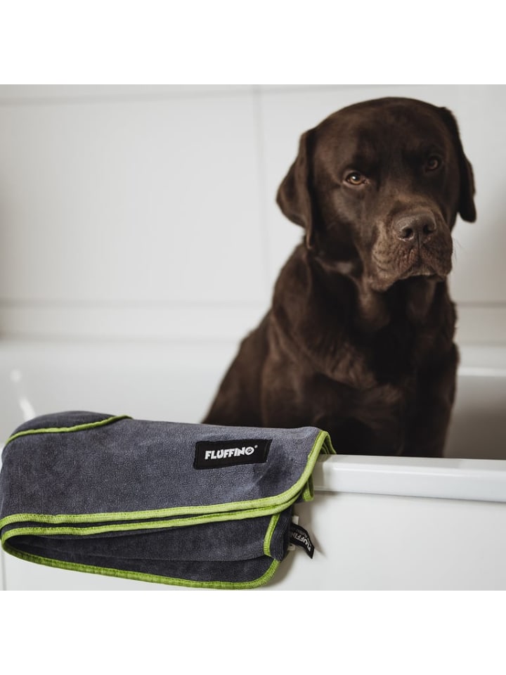 FLUFFINO Hundehandtuch Mikrofaser – 2er-Pack - 120 x 70 cm - Grau & Grün günstig kaufen onesize