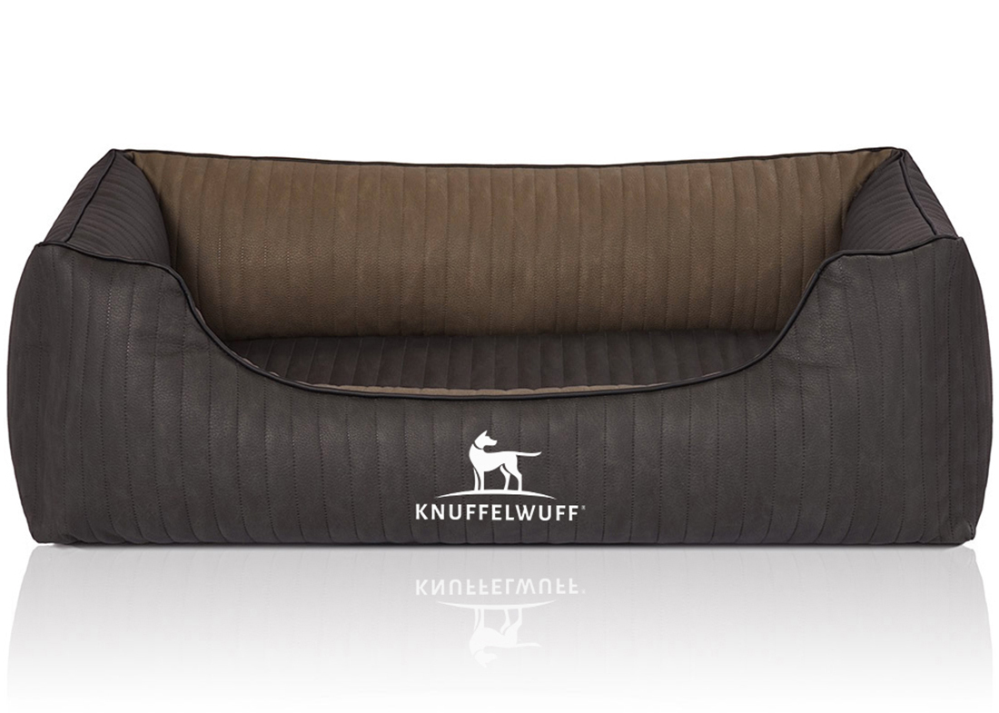 Knuffelwuff Hundebetten Knuffelwuff Orthopädisches Hundebett Outback aus laser-gestepptem Kunstleder schwarz/ gelb M-L