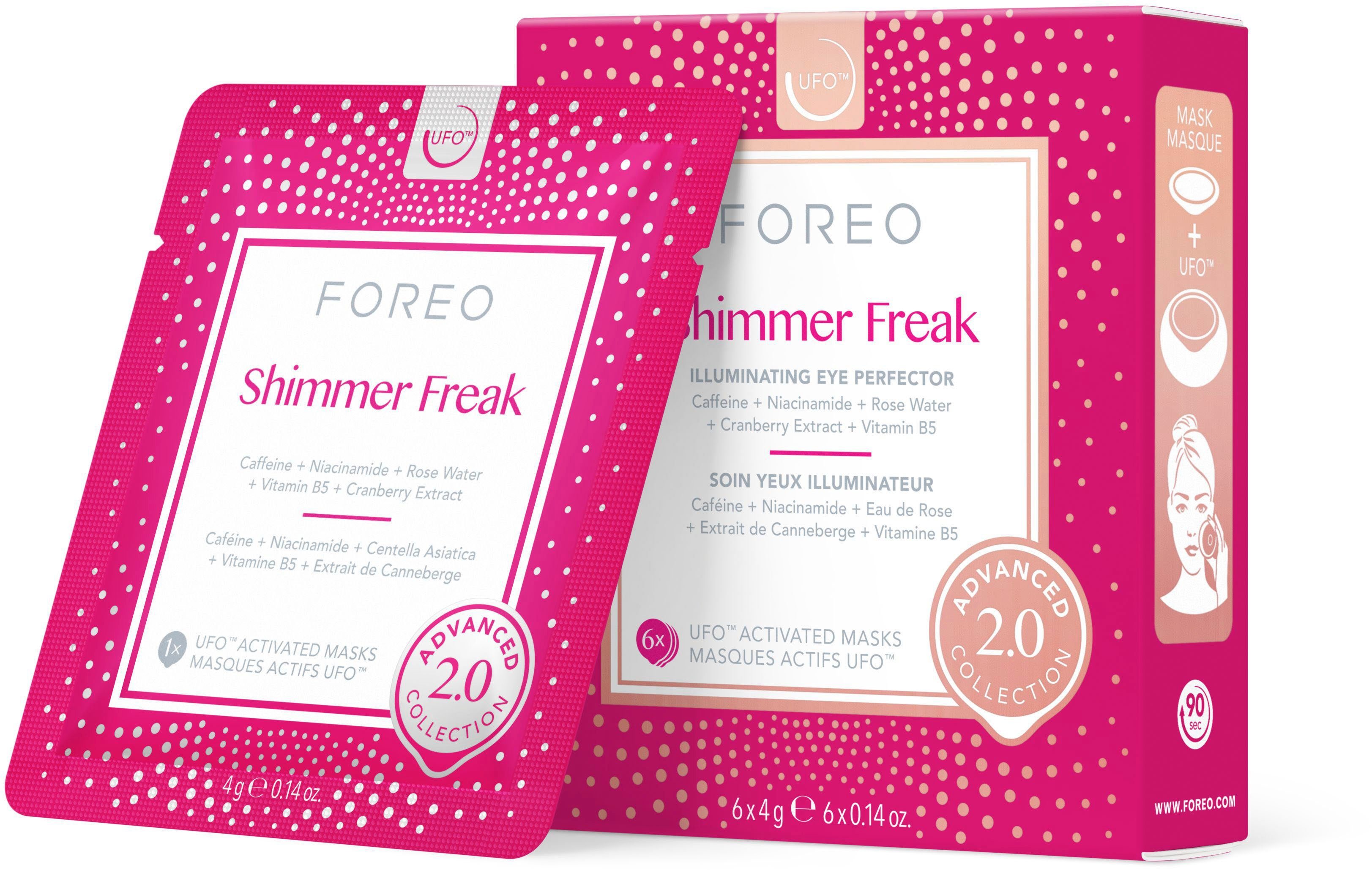 FOREO Gesichtsmaske UFO™ Mask Shimmer Freak 2.0 Packung, 6-tlg., komptibel mit UFO™ & UFO™ mini