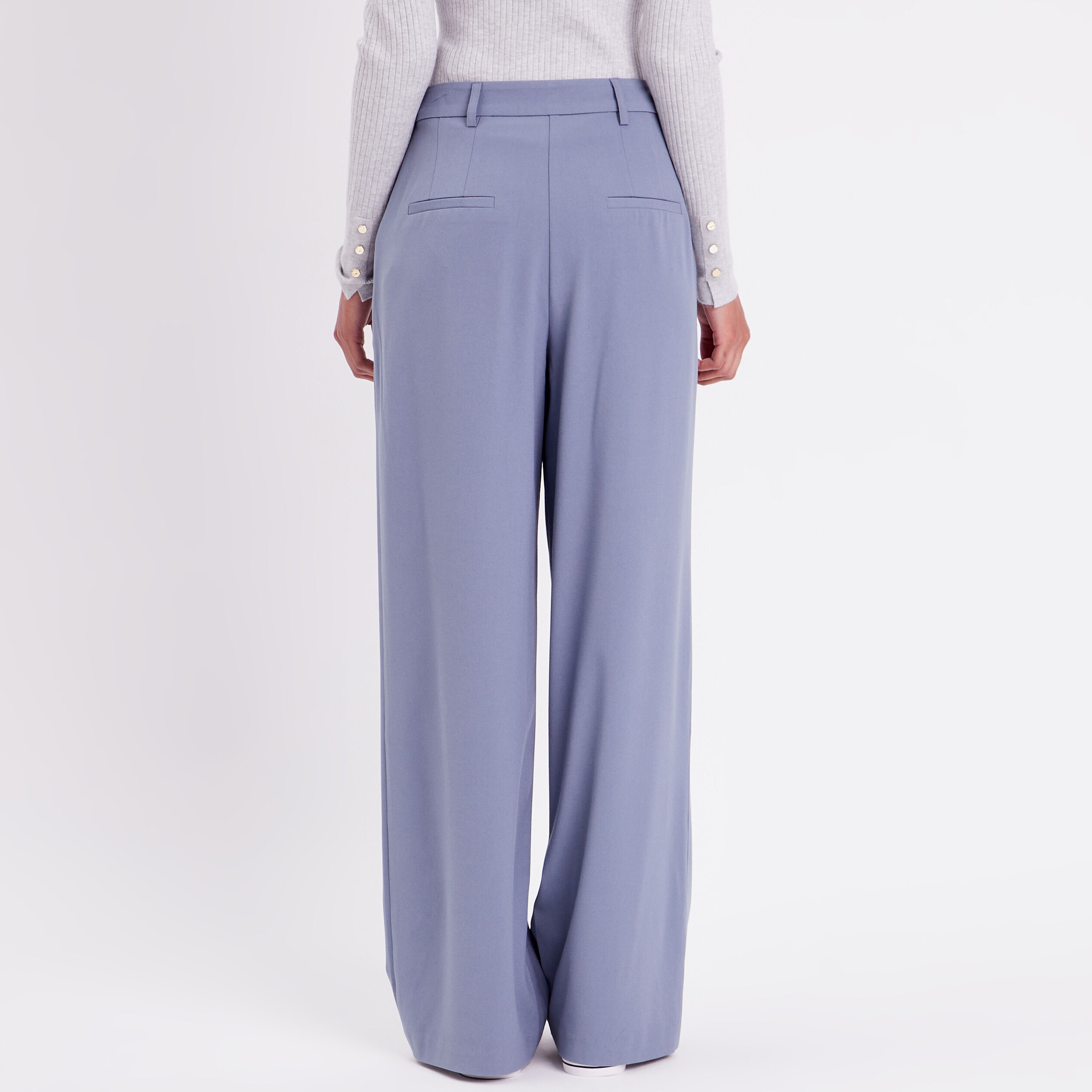 Pantalon city droit pinces bleu gris femme | Cache Cache