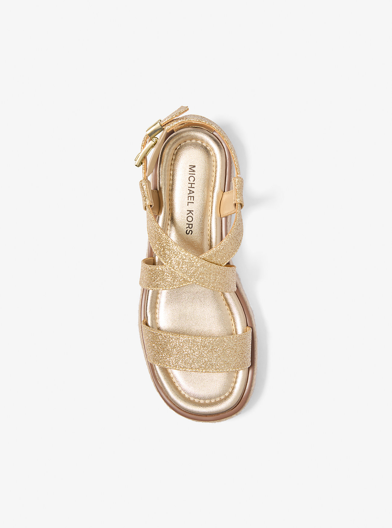 Sandały espadryle Lynn Metallic Leather Platform - PALE GOLD