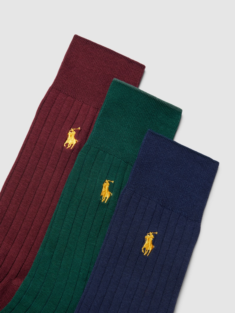 Socken mit Label-Stitching im 3er-Pack in bordeaux rot