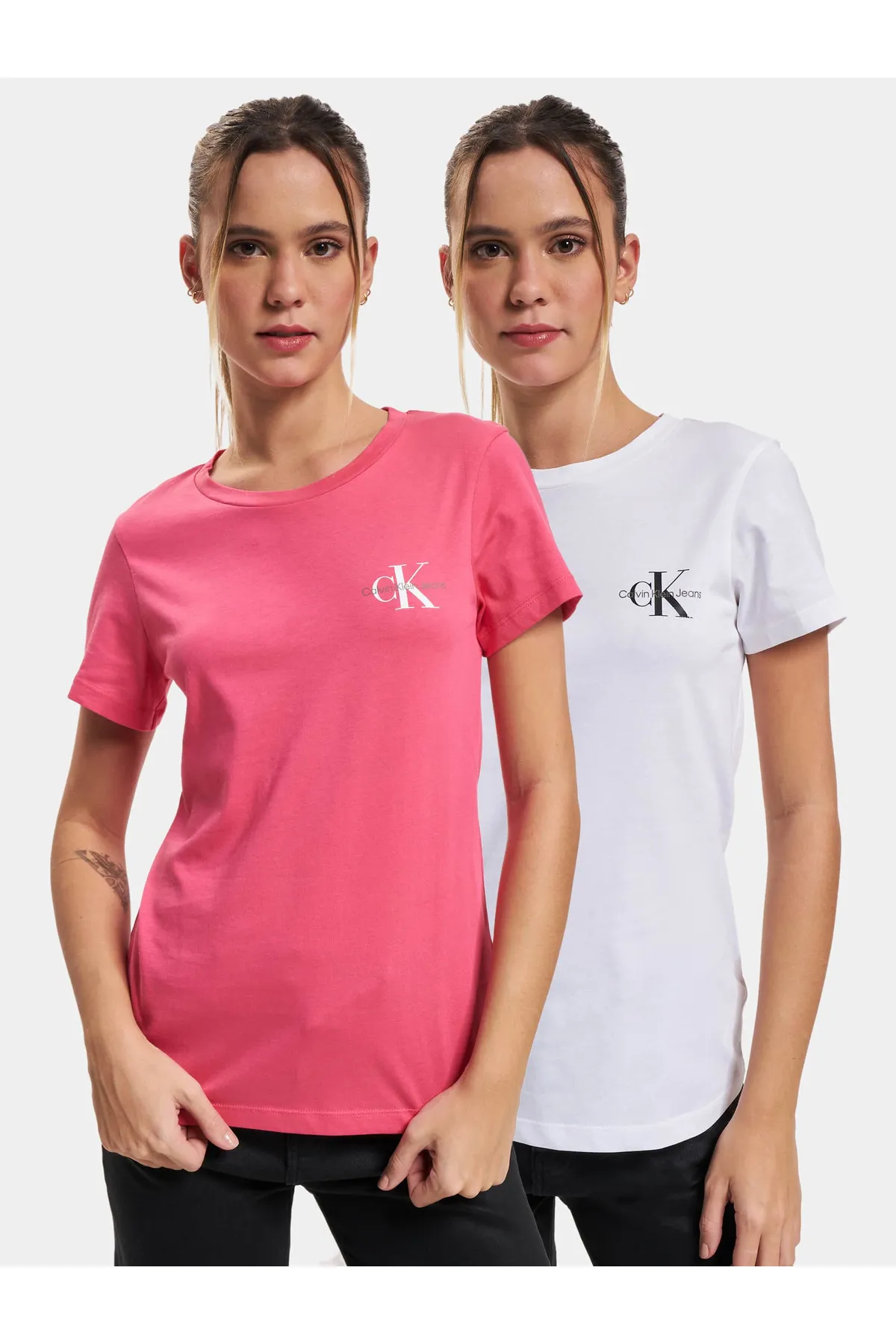 Calvin Klein  Damen 2er-Pack Monogram Slim T-Shirt
