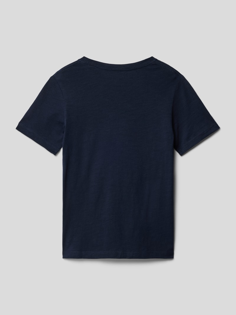 T-Shirt aus Baumwolle mit Label-Detail Modell 'CRAYON' in marineblau