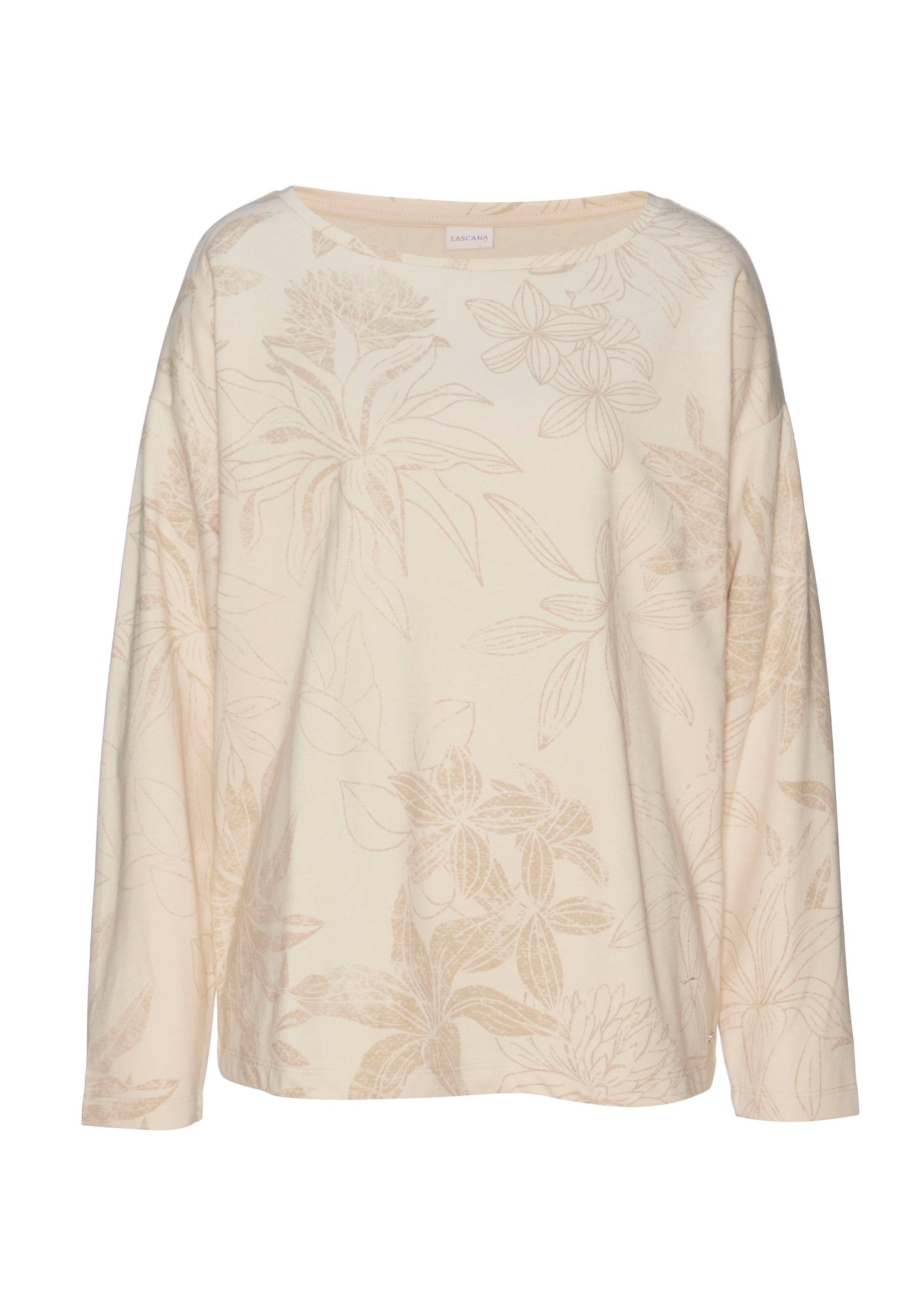 LASCANA Sweatshirt mit floralem Alloverdruck, Loungewear, Loungeanzug