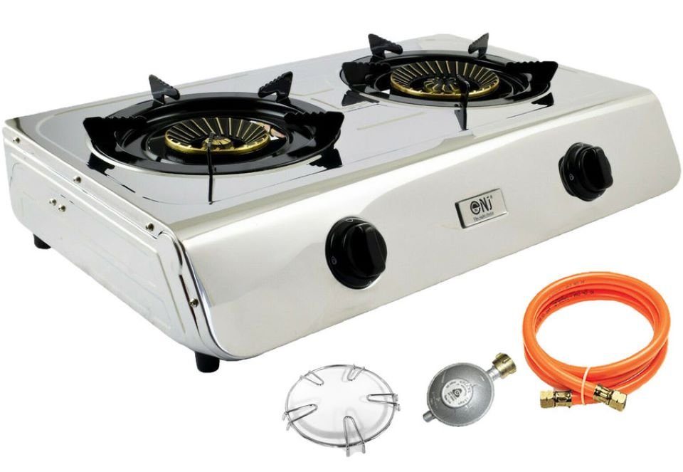 NJ The right choice Gaskocher NJ60, Edelstahl Gaskocher 2 flammig Campingkocher, Turboflamme Propan