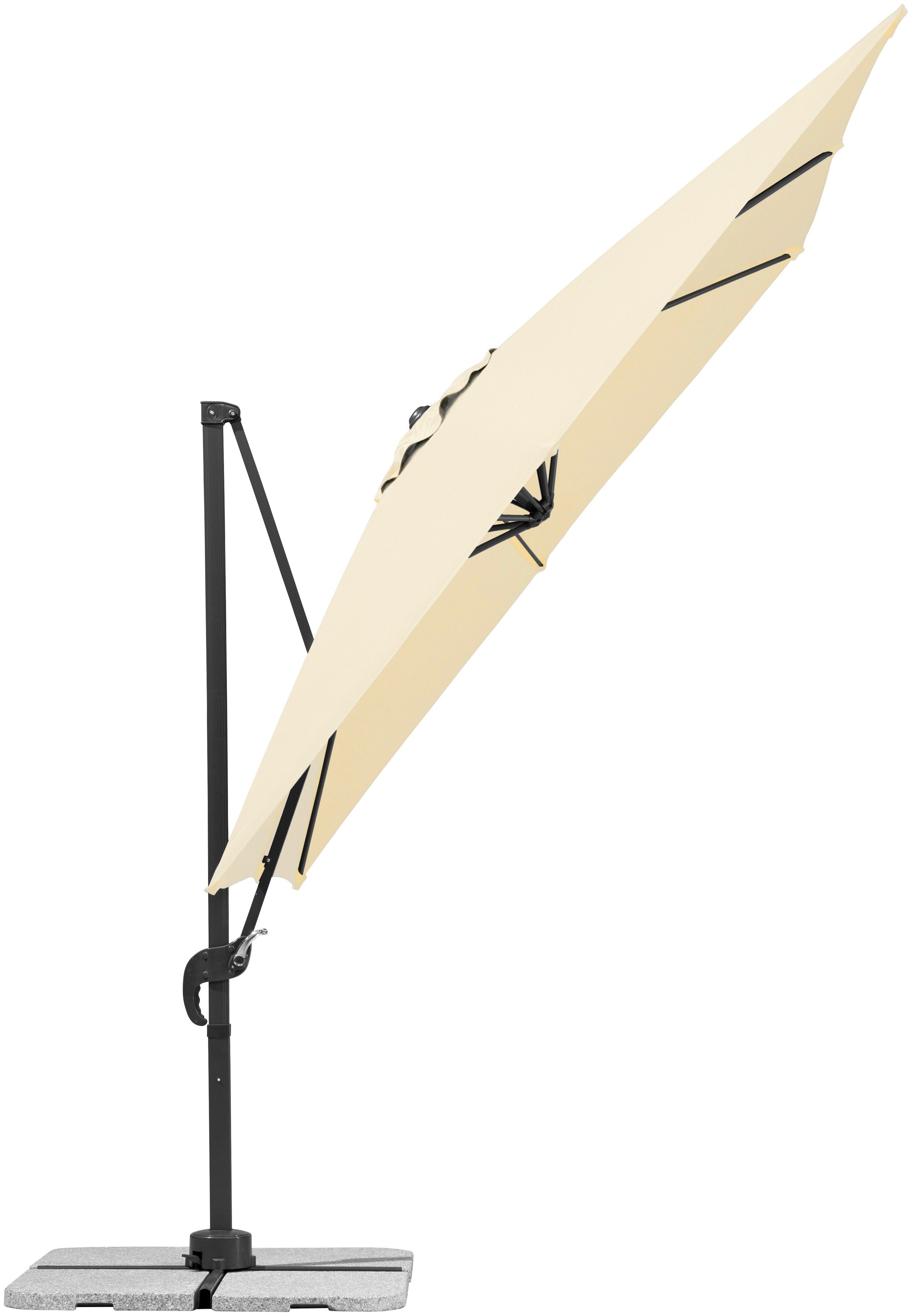 Schneider Schirme Ampelschirm Rhodos Junior, LxB: 270x270 cm, mit Schutzhülle und Schirmständer, ohne Wegeplatten