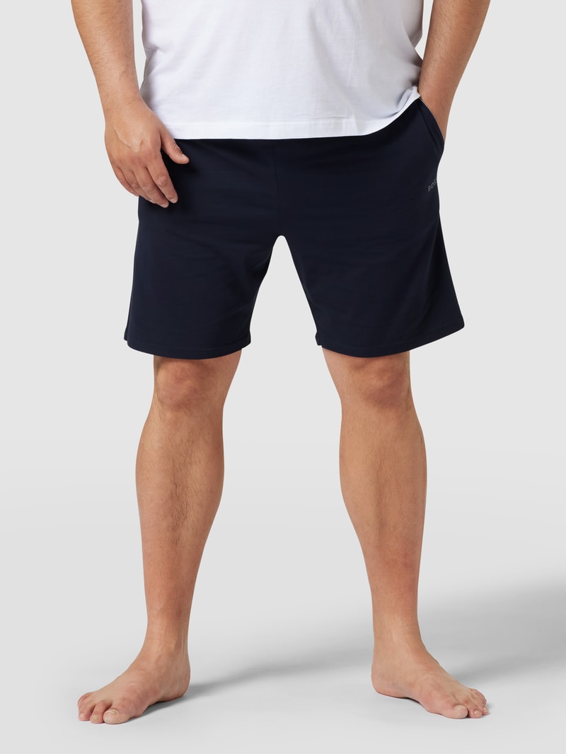 PLUS SIZE Sweatshorts mit Logo-Stitching in dunkelblau