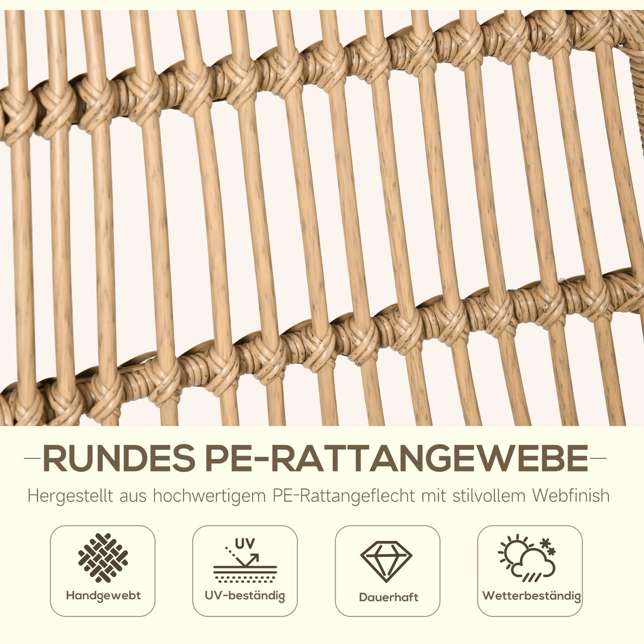 Outsunny 5-tlg. Polyrattan Gartenmöbel Set Essgruppe Esstisch mit 4 Stühlen Gartensitzgruppe mit Beistelltisch Gartenset Outdoor Metall Natur