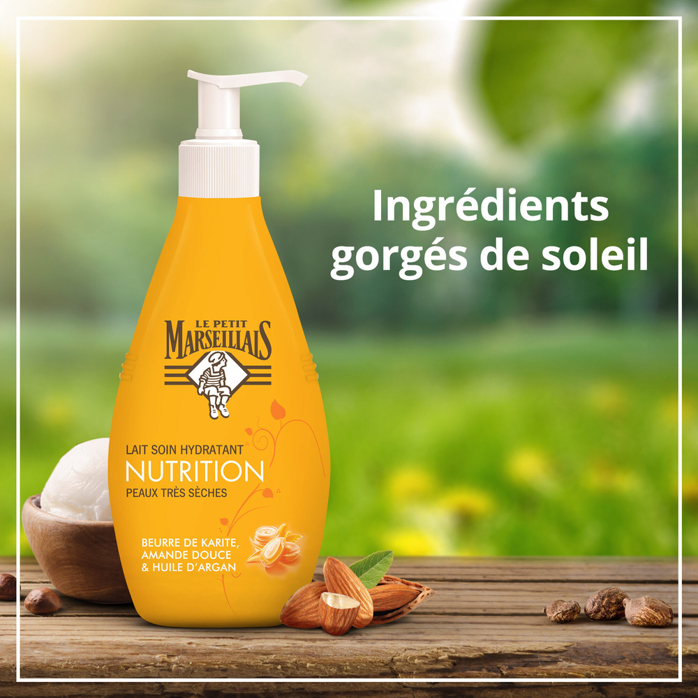 le petit marseillais Lait Soin Hydratant, Beurre de Karité Amande Douce & Huile d'Argan Pompe 400 ml Lait corps