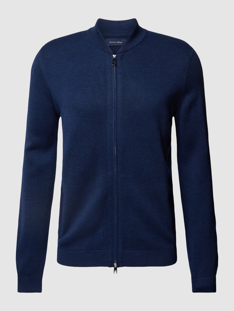 Strickjacke mit Zweiwege-Reißverschluss in dunkelblau meliert