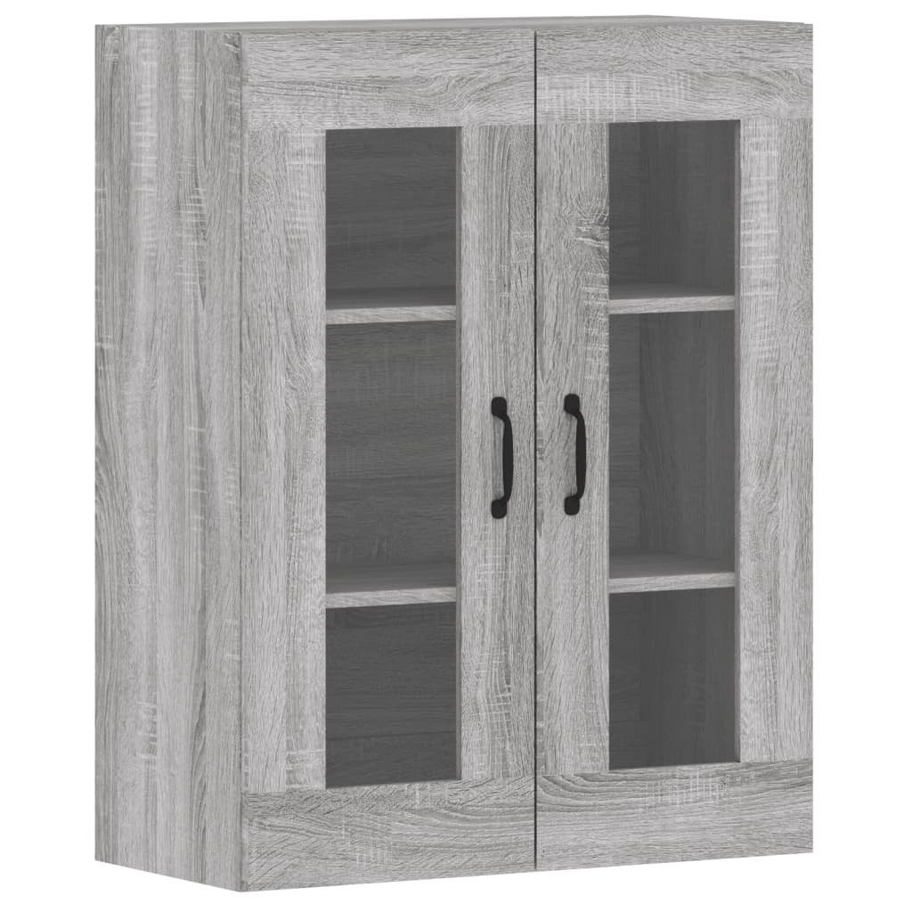 vidaXL Anrichte Wandschränke 2 Stk Grau Sonoma Holzwerkstoff Glas Vitrine Hängeschrank