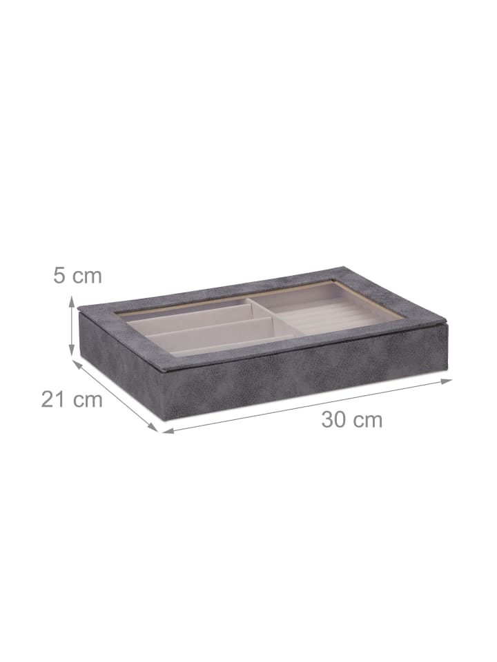 relaxdays Schmuckkästchen in Grau - (B)30 x (H)5 x (T)21 cm günstig kaufen onesize