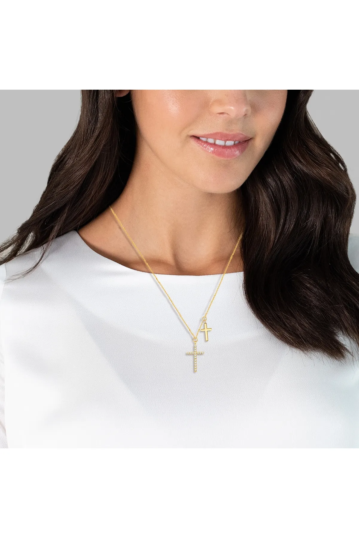 eastside  Edelstahlhalskette Kette mit Anhänger Edelstahl gelbgold Zirkonia weiß