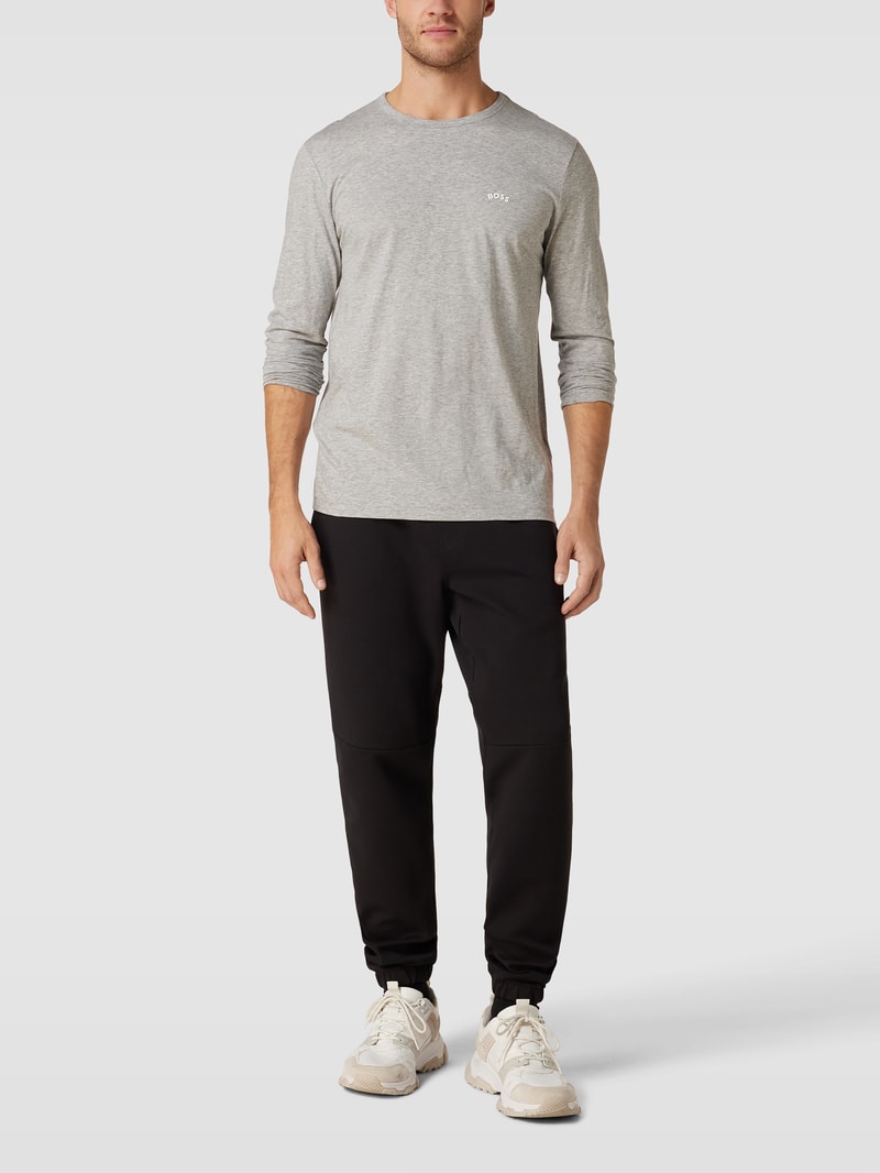 Longsleeve mit Label-Detail Modell 'CURVED' in hellgrau
