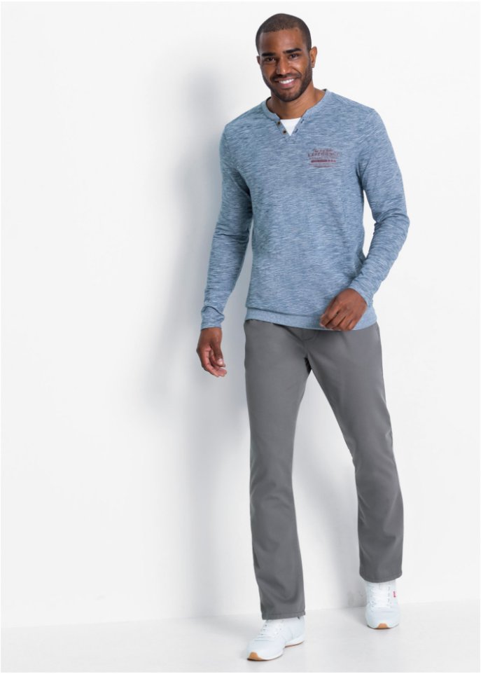 Henleyshirt mit Komfortschnitt, Langarm