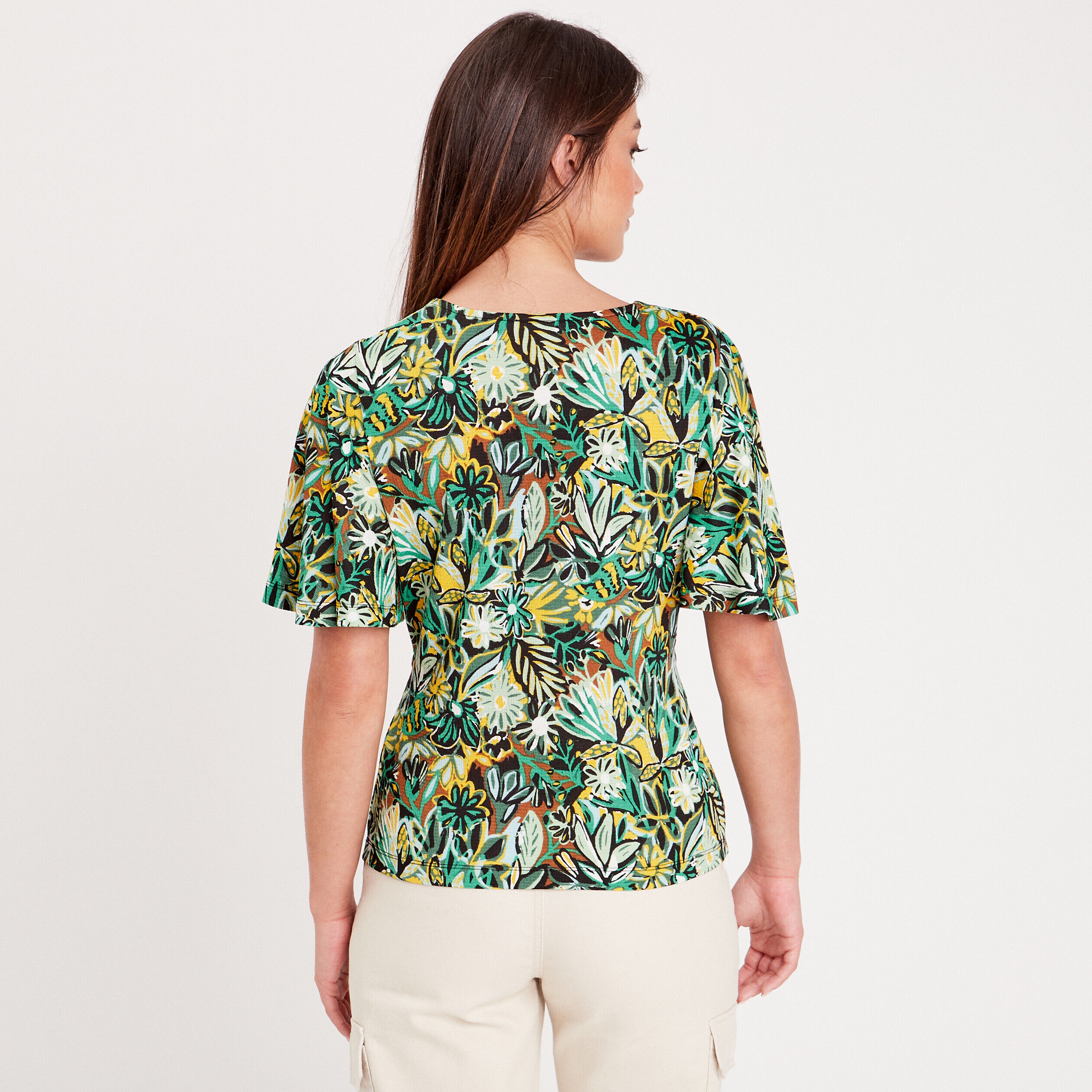 T-shirt manches courtes jaune foncé femme | Cache Cache