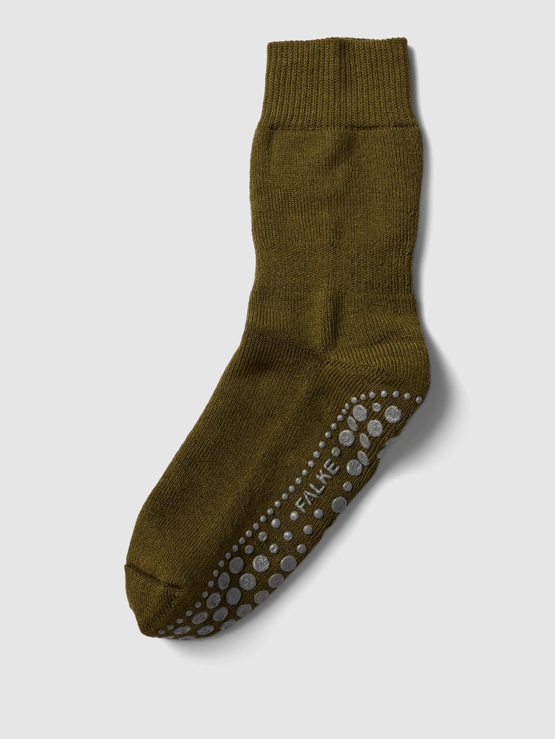 Socken mit rutschfester Sohle in dunkelgrün