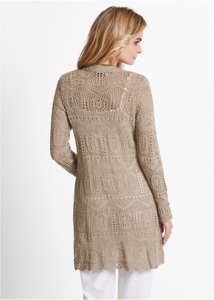 Ajour-Longstrickjacke