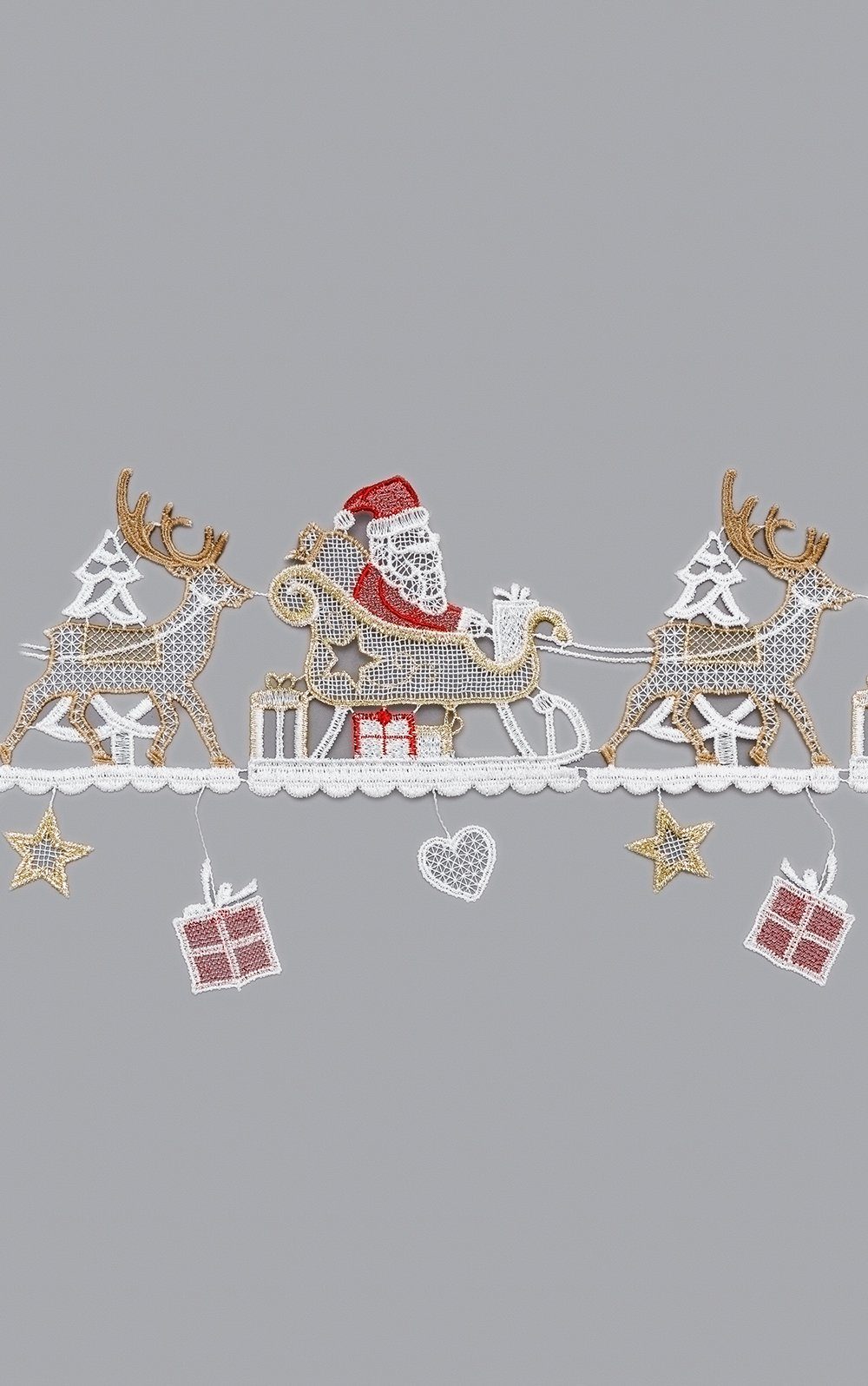 Scheibengardine Weihnachtsgespann, Plauener Spitze®, (1 St), transparent, HxB 19x44cm