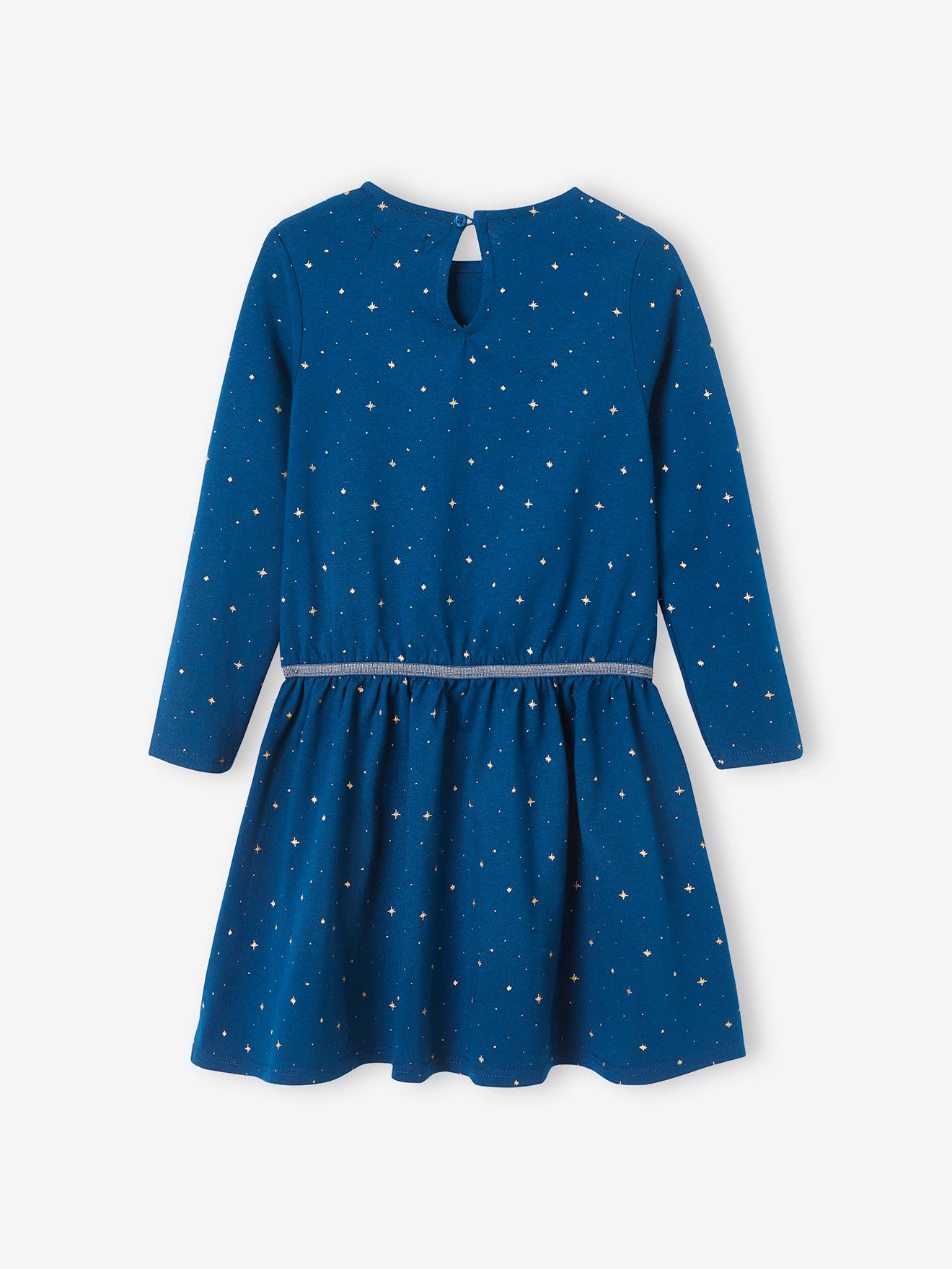 Robe de fête à étoiles fille bleu canard