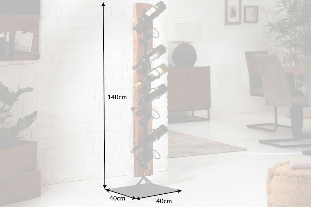riess-ambiente Weinregal BARRACUDA 140cm natur / schwarz, 1-tlg., Wohnzimmer · Massivholz · Metall · für 8 Flaschen · Industrial