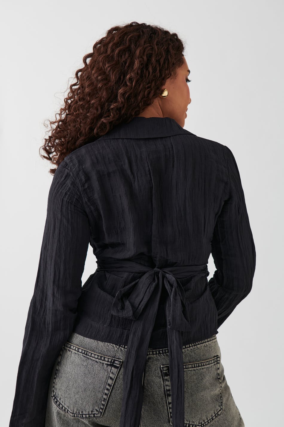 Crinkled wrap blouse