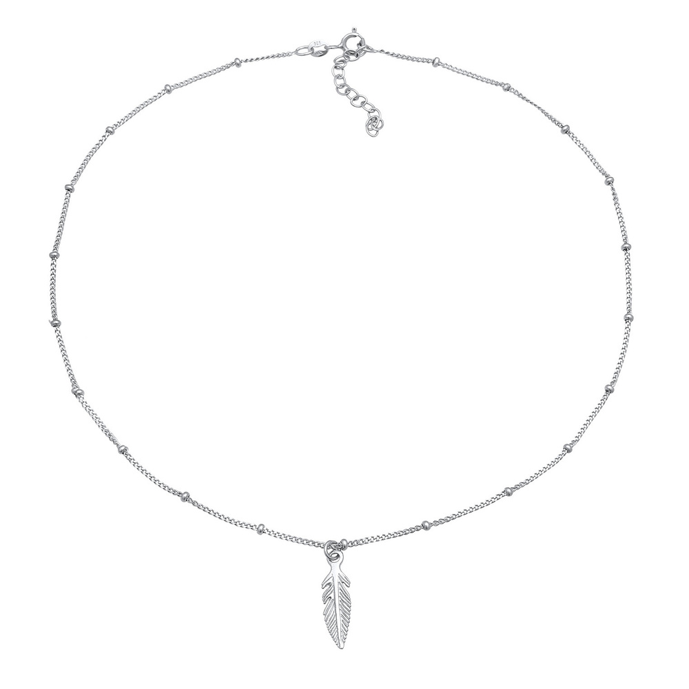 Elli Elli Collier Pendentif femme choker plume boho en argent sterling 925 collier
