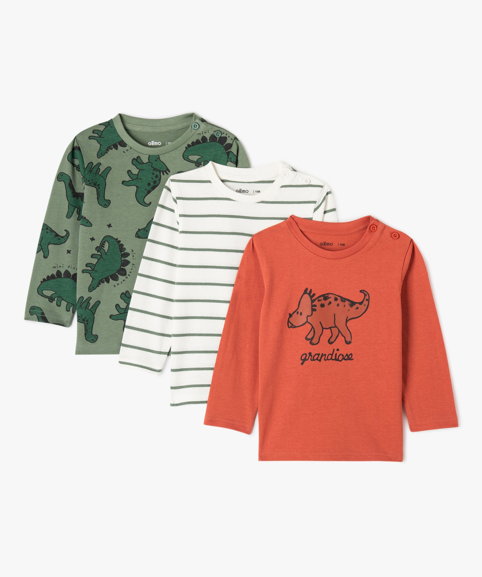 Tee-shirt bébé Garçon à manches longues (lot de 3) rouge | GEMO