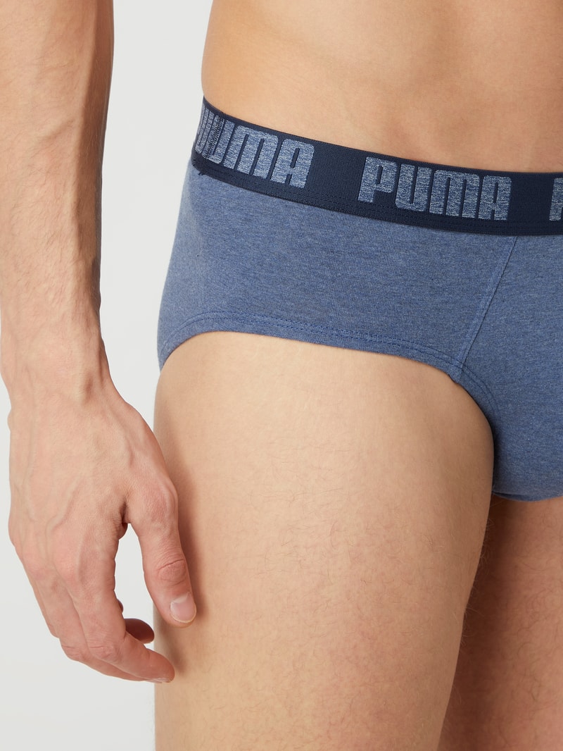 Slip mit Stretch-Anteil im 2er-Pack in blau meliert