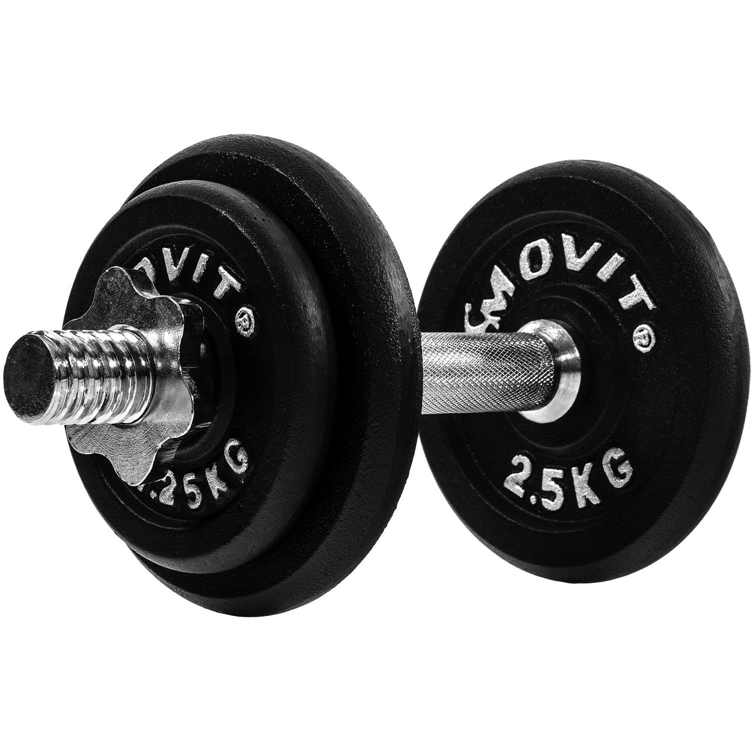 MOVIT Hantel-Set Movit® Kurzhantel PRO Set, Gusseisen Hantel, (Set, mit Kurzhantelstange), Stange 30mm Standardnorm, Griff gerändelt, mit Sternverschlüsse