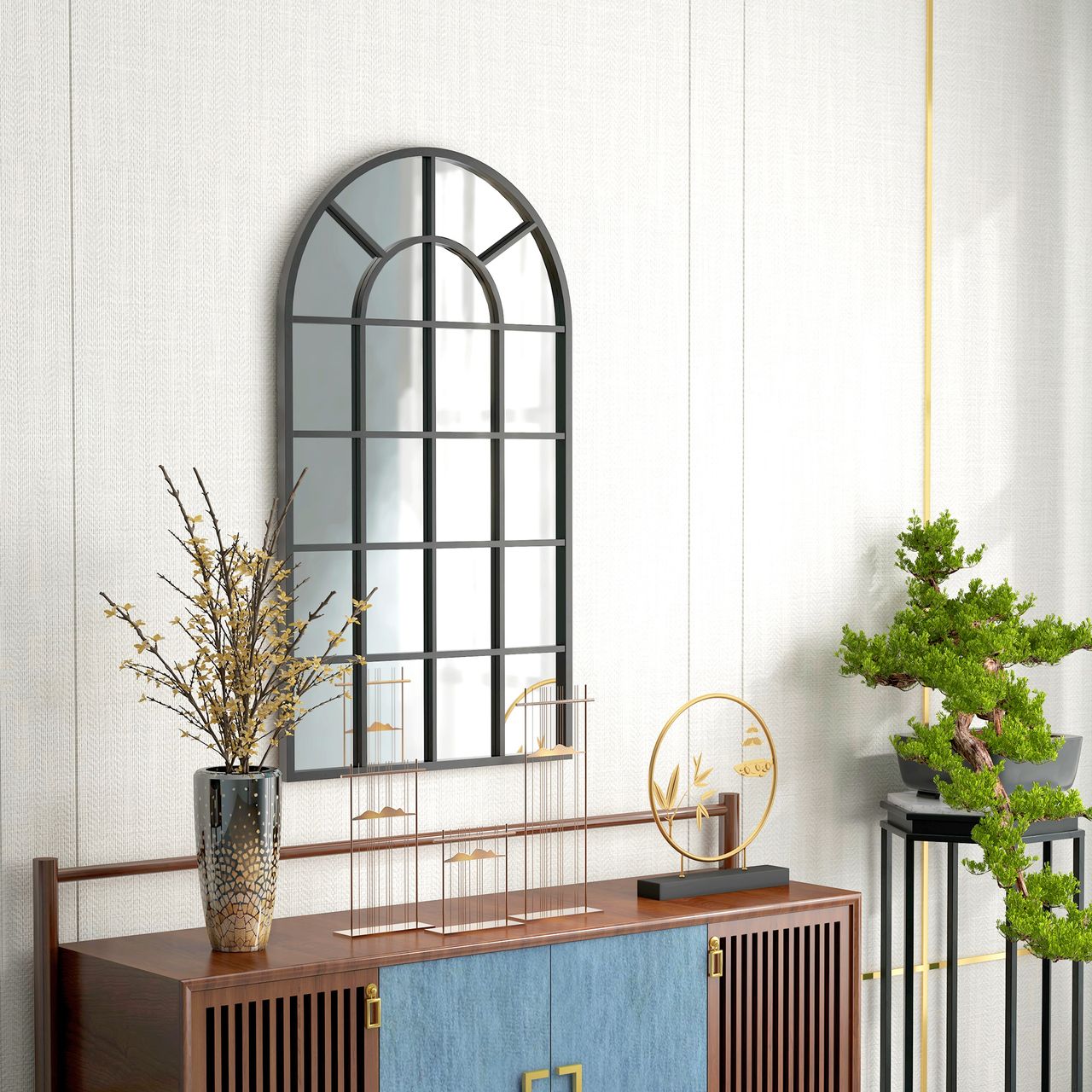HOMCOM Wandspiegel Garderobenspiegel 110 x 62cm Flurspiegel mit Metallrahmen