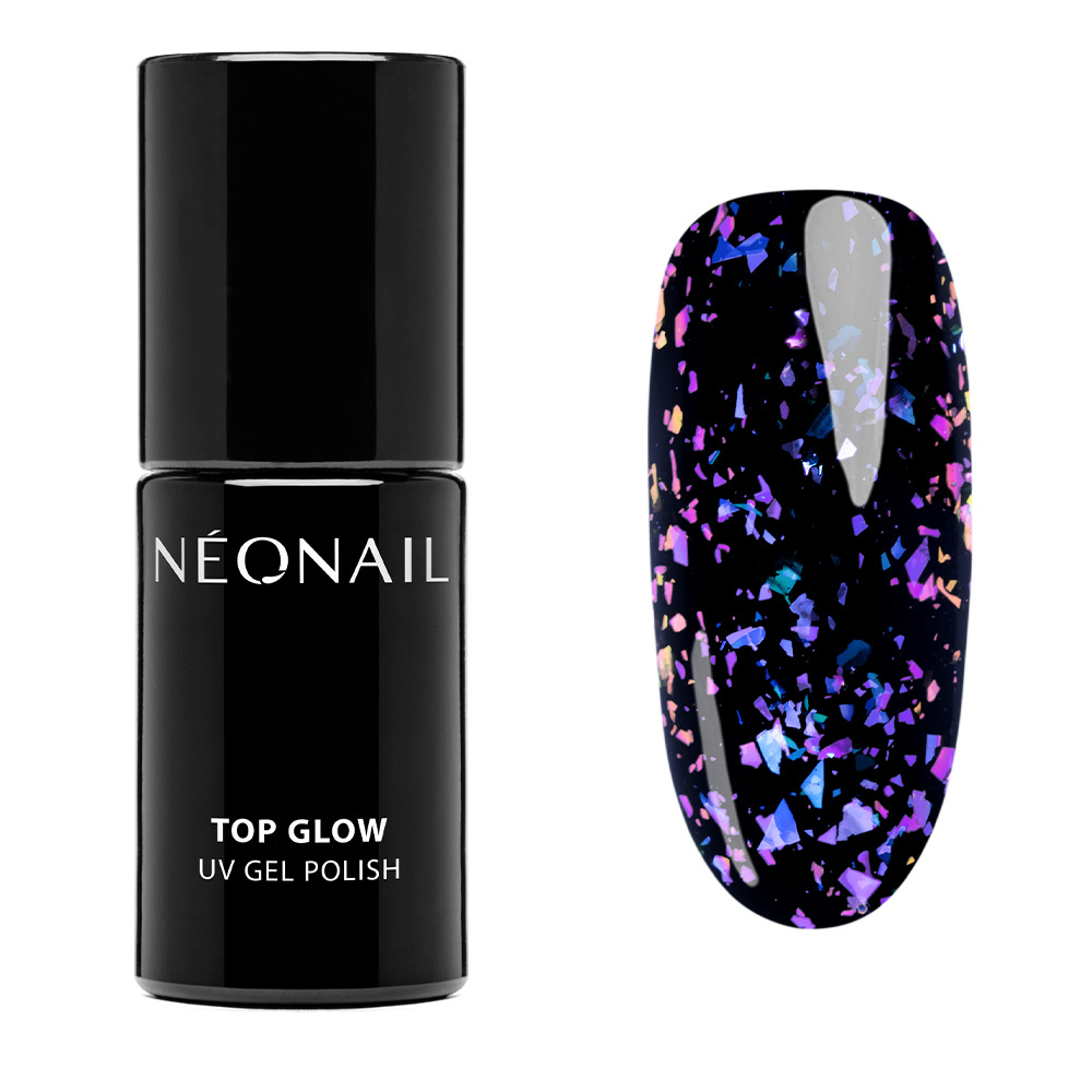 neonail Top Glow Violet Aurora Flakes VERNIS SEMIPERMAMENT