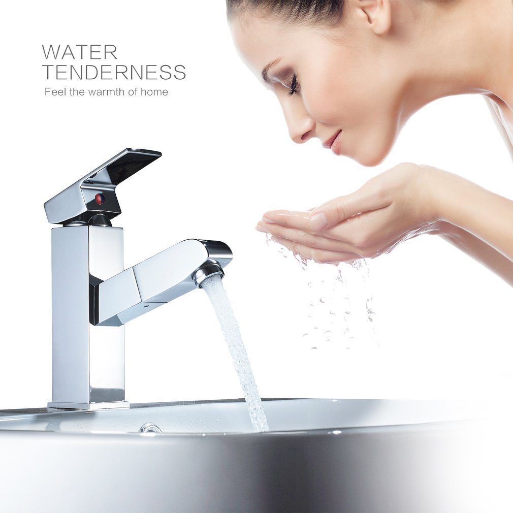 Auralum Waschtischarmatur Auralum Wasserhahn fürs Bad mit herausziehbare Brause Mischbatterie