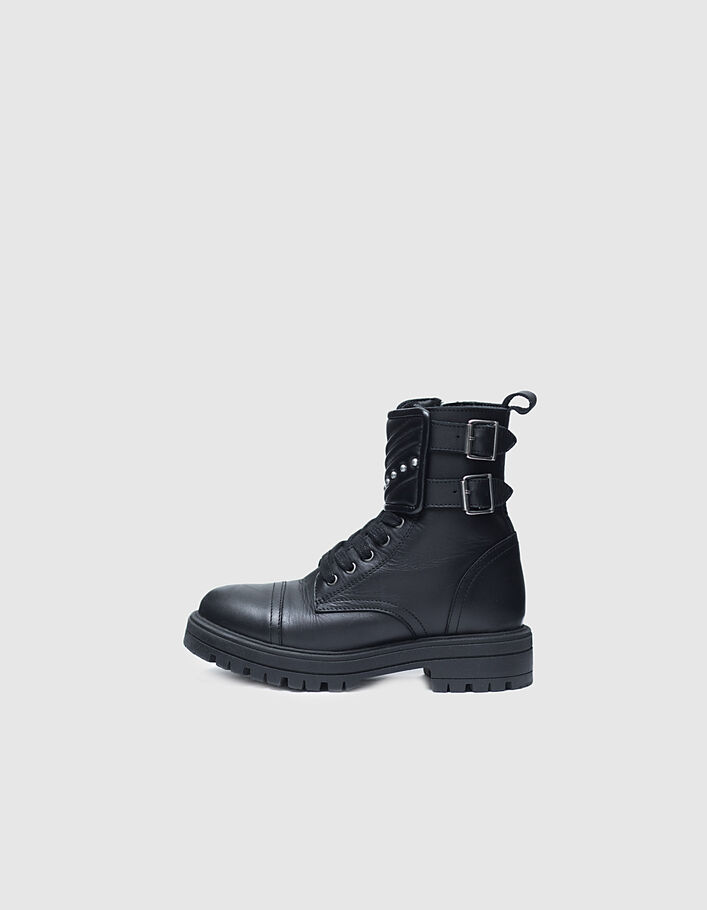 Rangers Leather story en cuir noir avec clous pour fille