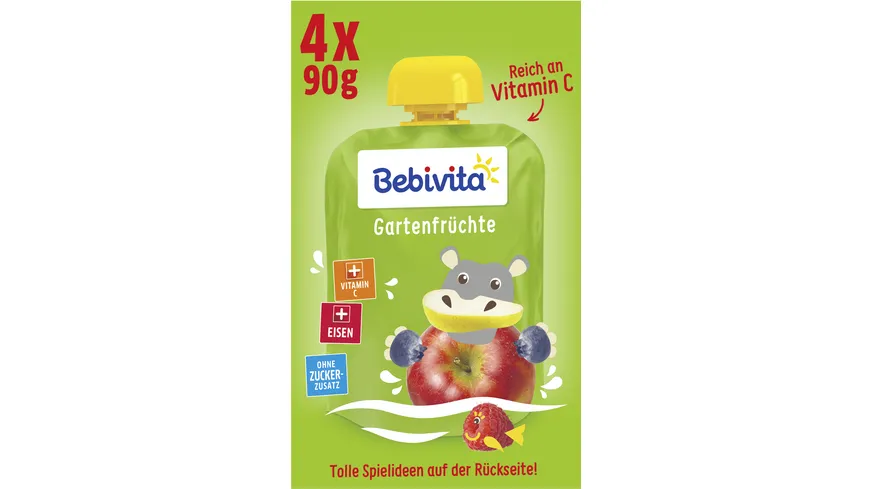 Bebivita Quetschbeutel Frucht plus Eisen Gartenfrüchte 360 g