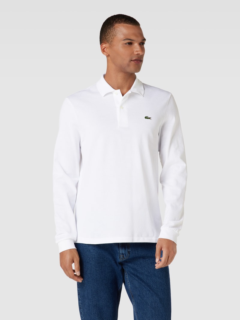Poloshirt mit Logo-Patch in weiß