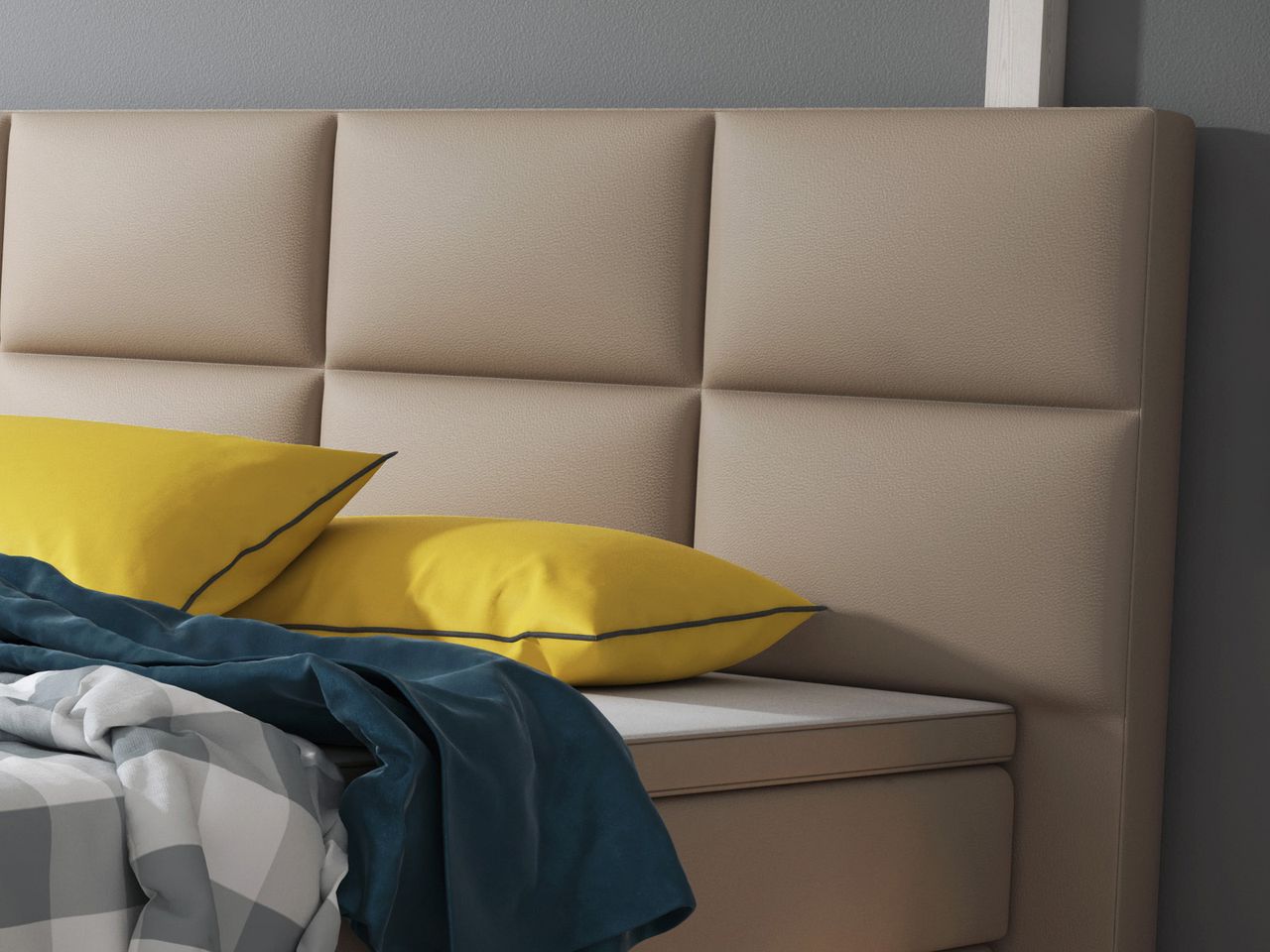 IHG Boxspringbett Miami 180x200 cm Kunstleder Muddy