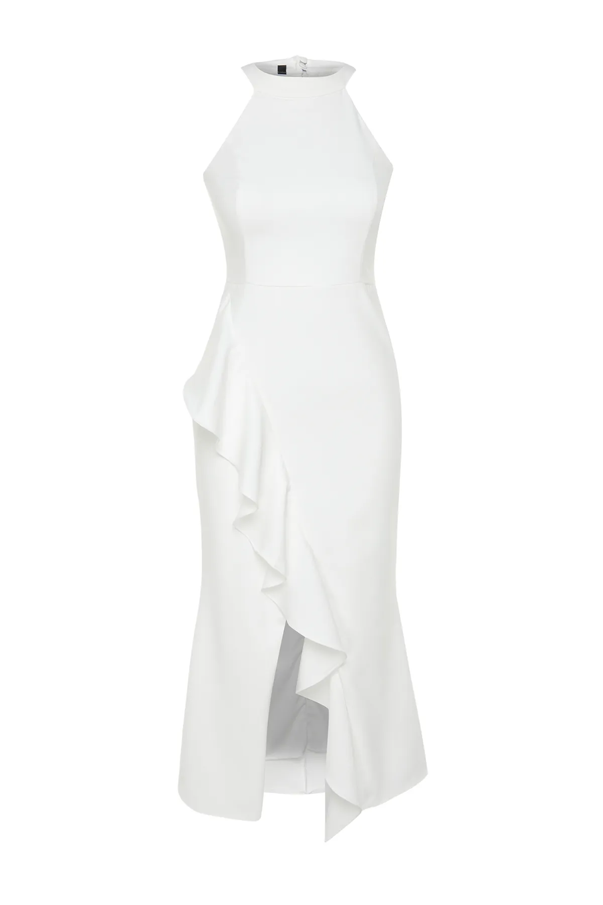 Trendyol Collection  Weißes Braut-Abendkleid mit Rüschen und Details TPRAW19BB0144