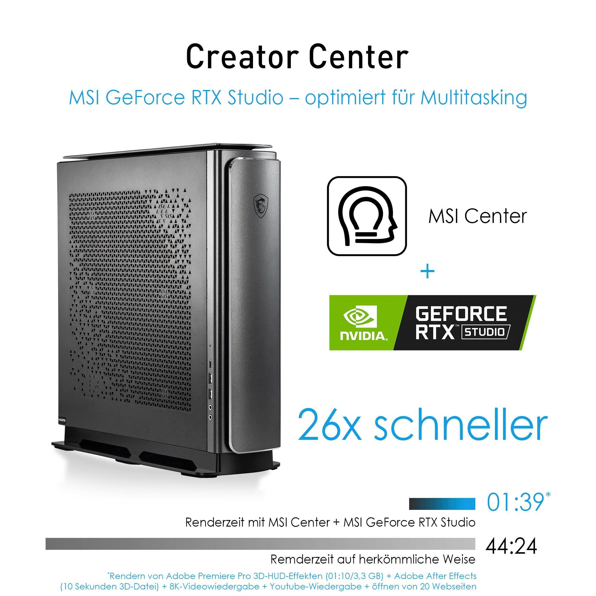 MSI Creator P100X 11TE-615DE Gaming-PC (Intel Core i9 11900K, GeForce RTX 3080 Ventus 3X OC, 64 GB RAM, 2000 GB HDD, 1000 GB SSD, Luftkühlung)