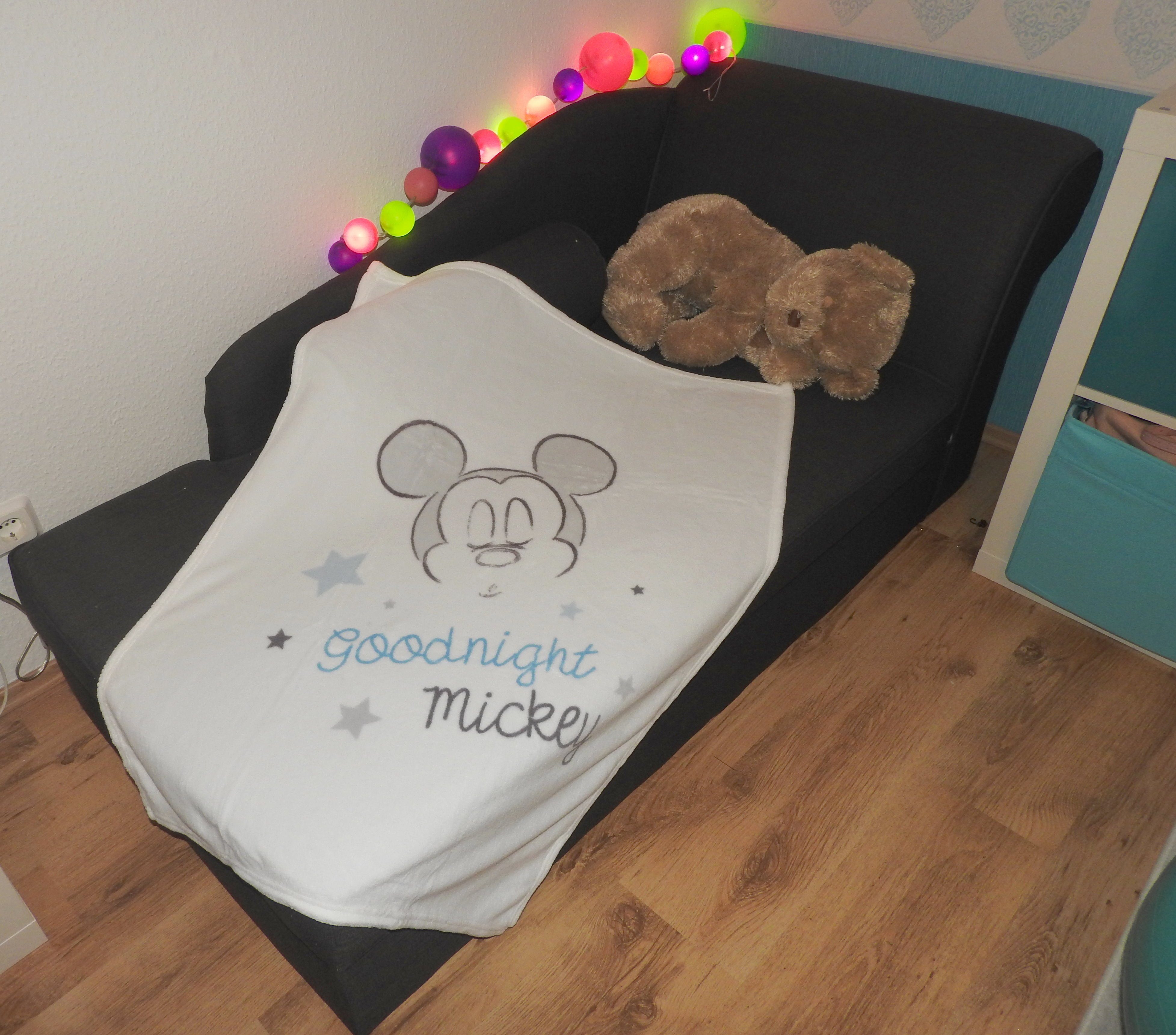 Babydecke,  Baby, Mickey Mouse Flauschdecke Kuscheldecke Krabbel Decke Tagesdecke weiß