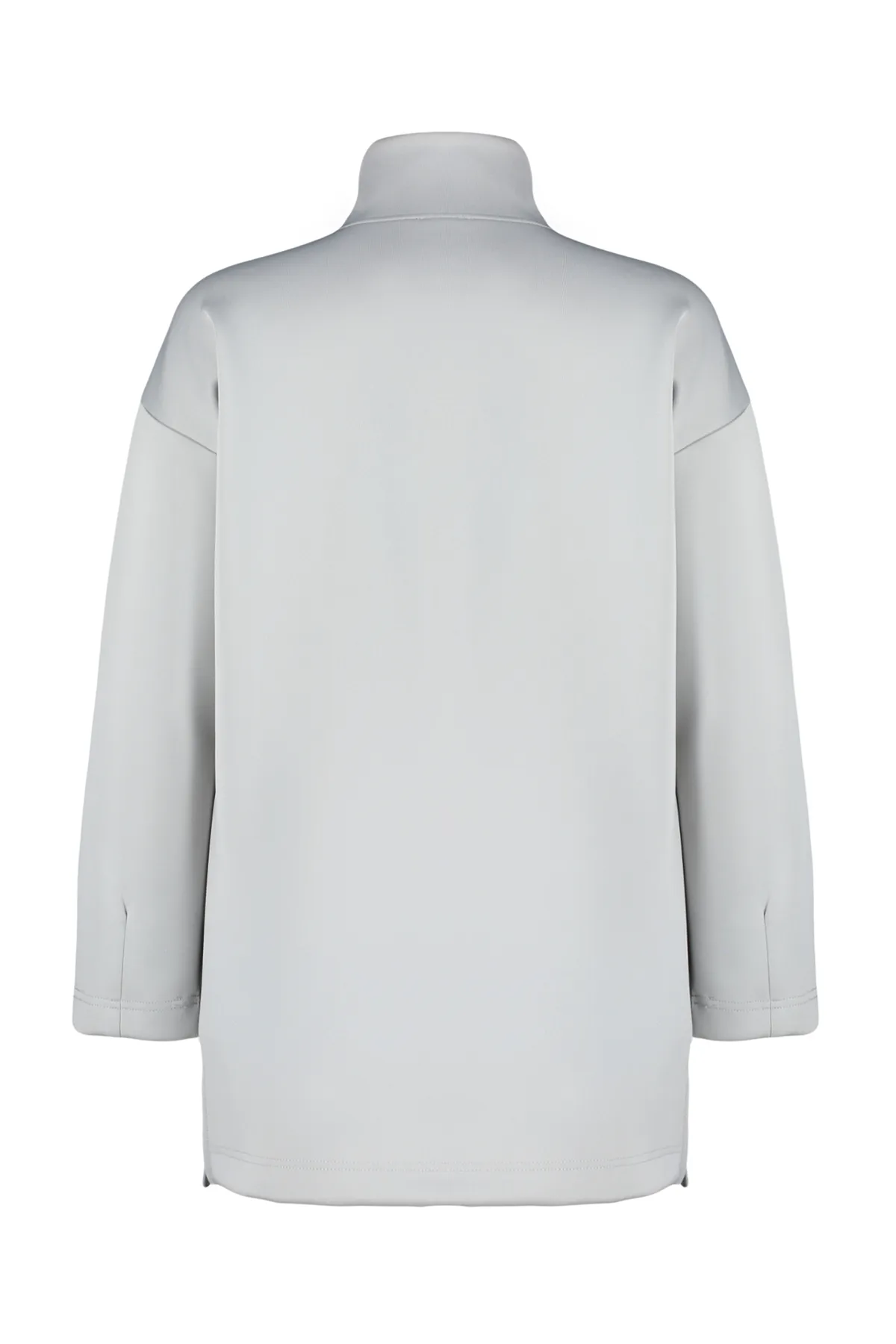 Trendyol Modest  Graues, schlicht gestricktes Taucher-/Scuba-Sweatshirt mit Reißverschluss und detailliertem Ausschnitt TCTAW23TW00198