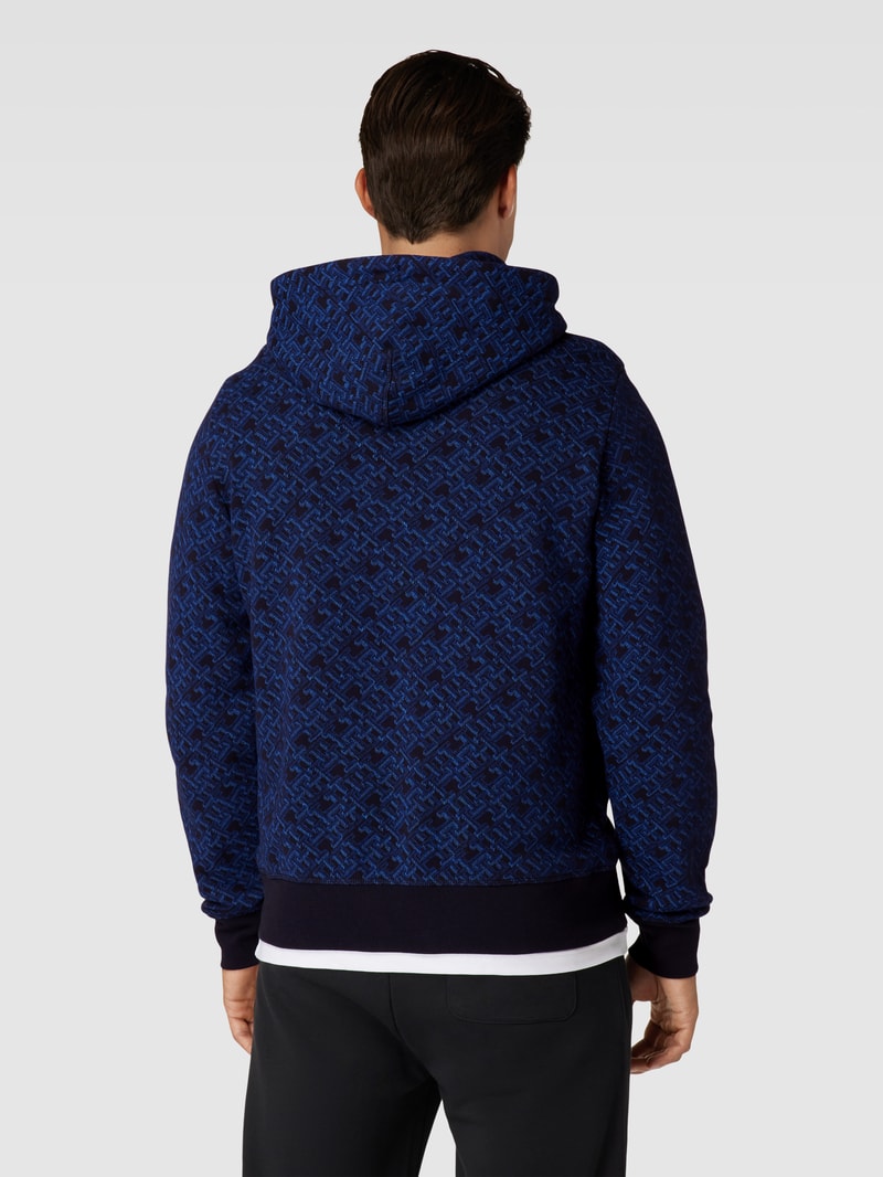 Hoodie mit Label-Stitching in marineblau